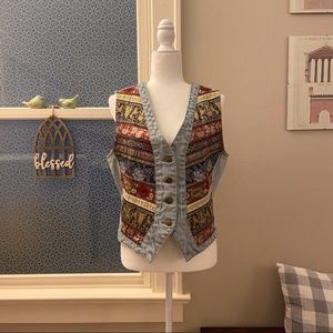 Vintage LIMITED JEANS Ribbon Detail Jean Vest Sz L